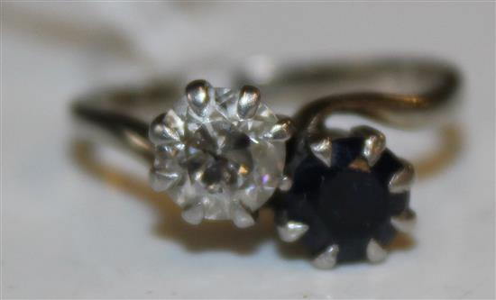 Sapphire & diamond crossover ring